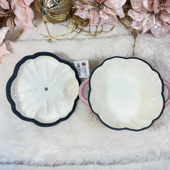 Smith & Clark Cast Iron Pink 2 QT Pumpkin Dutch Oven Gold Stem New READ - Picture 6 of 8